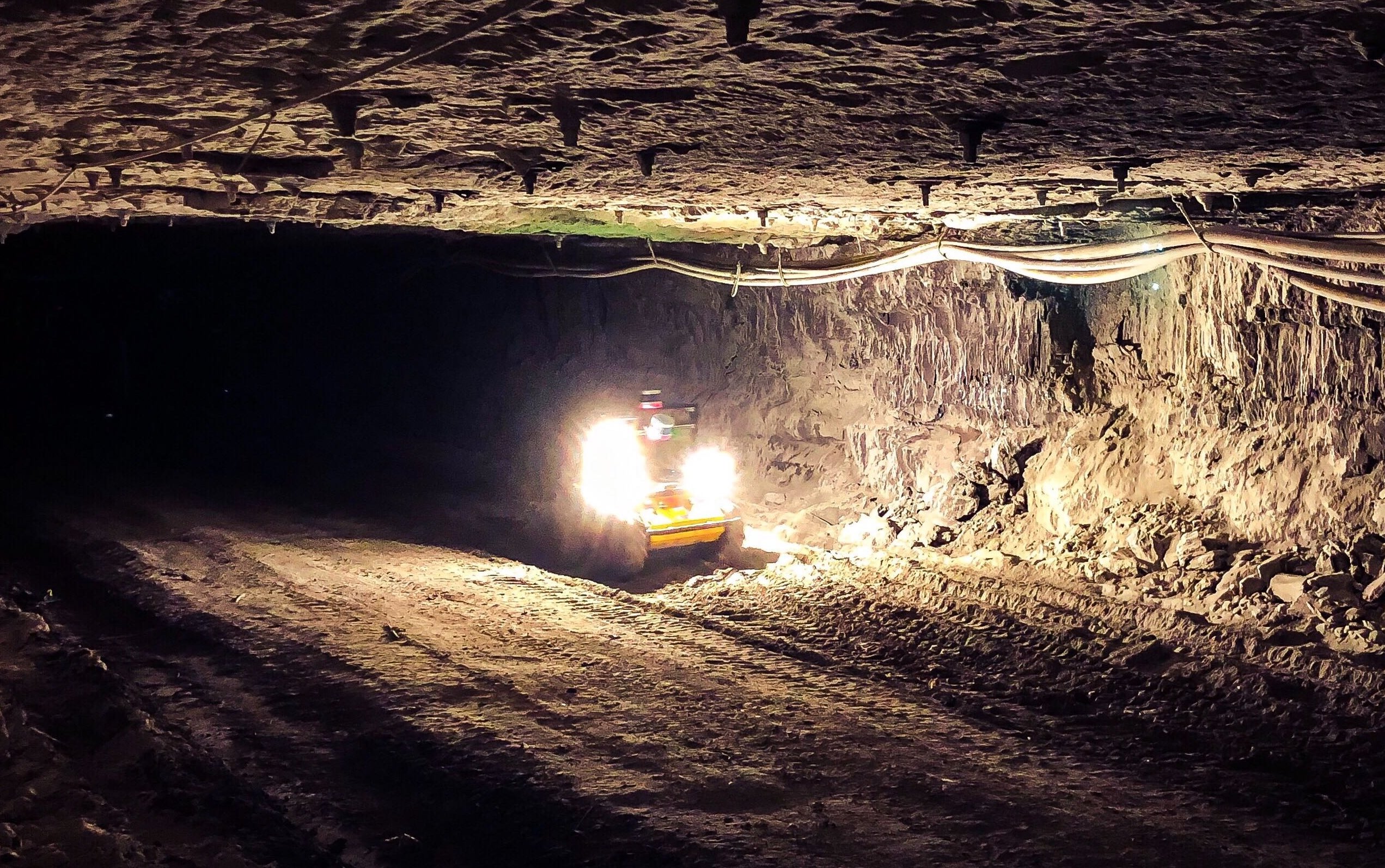A ground robot equipped with a lidar in a mine 270m below the ground in West Virginia