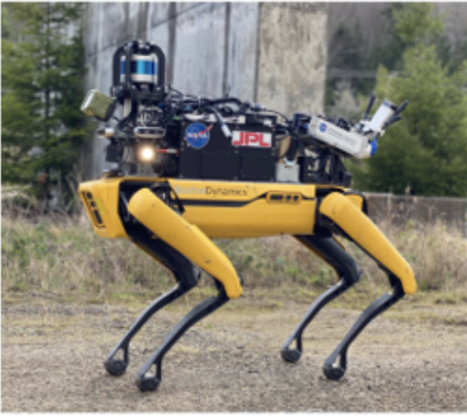 a legged robot equipped with a lidar and other sensors